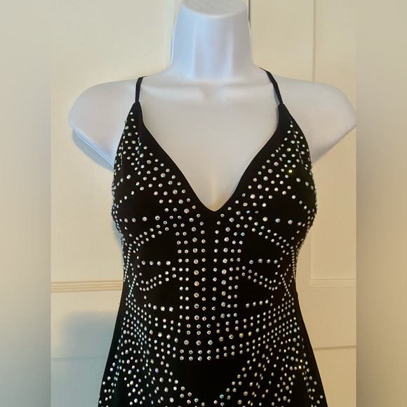 **FINAL OFFER** A Peach Rhinestone Mini Club Dress - Picture 2 of 5